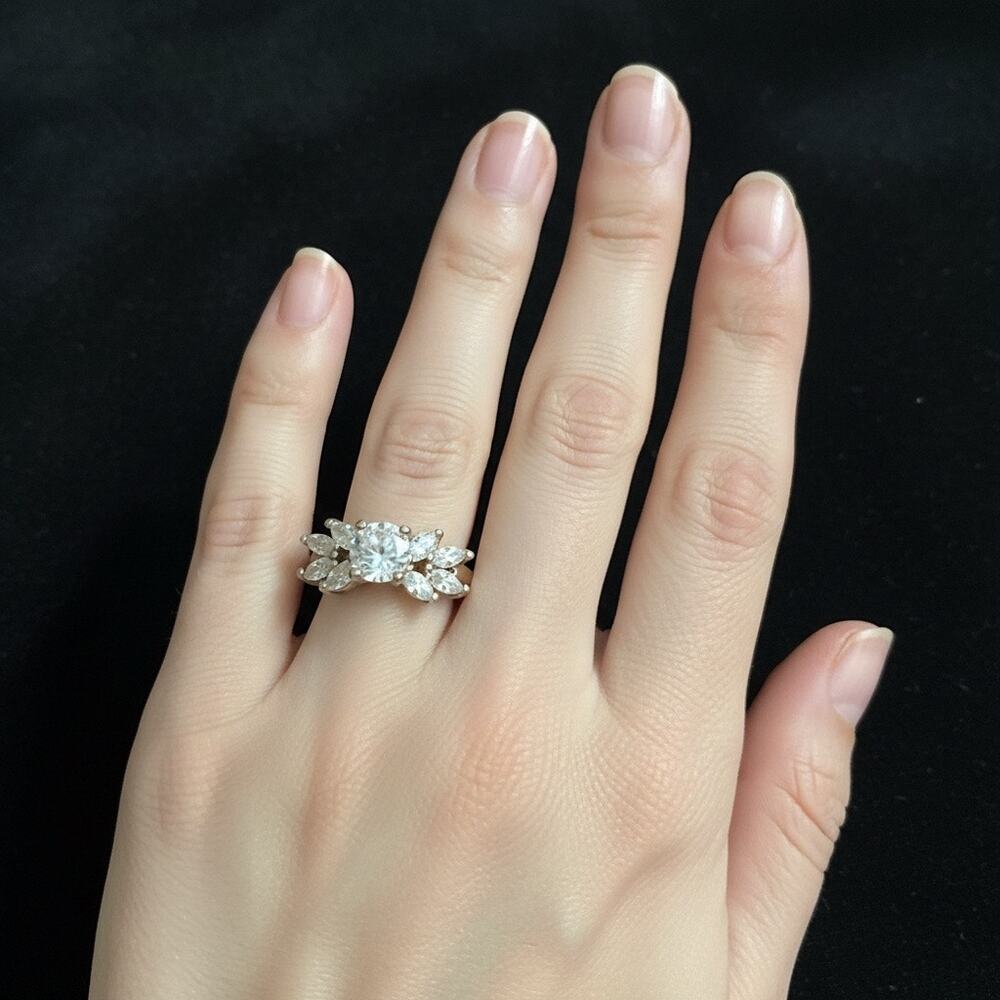 Cubic Zirconium Marquee Cut Premium Costume Ring Sz 6.75
